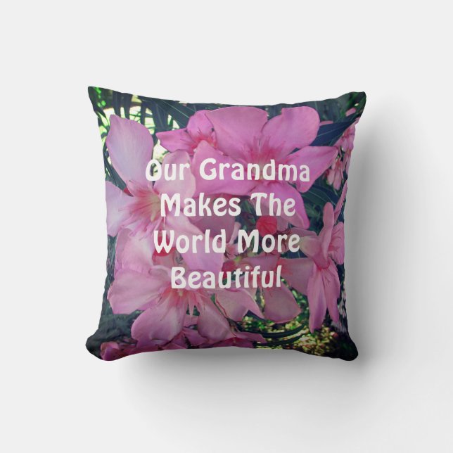 Coussin Grandma Floral Photo Bright Rose Oleander Flowers (Recto)