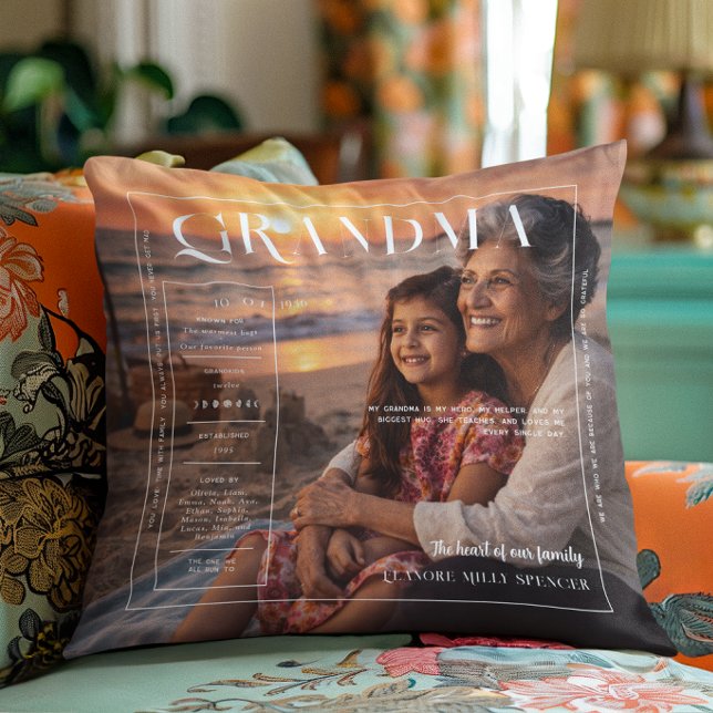 Coussin Grandma | Modern Personalized Photo (Créateur téléchargé)