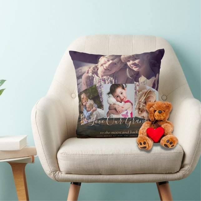 Coussin Grandma Photo Cadeau Grand-père Collage Petits-enf (Créateur téléchargé)