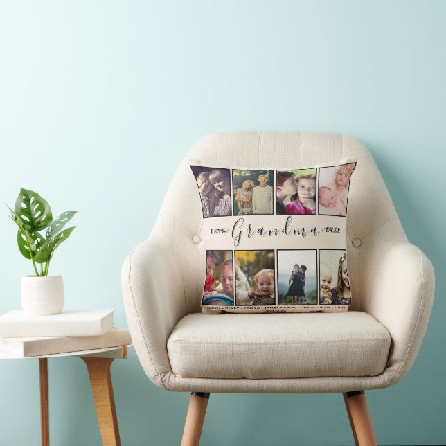 Coussin Grandma Pillow – 8 Photos & Grandkids’ Names (Chaise)