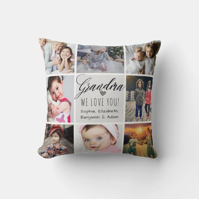 Coussin Grandma We Love You Photo Collage (Recto)