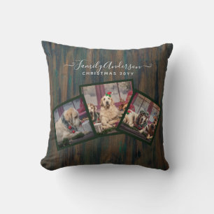 Coussin GRANDPARENT CADEAUX DE COLLAGE PHOTO - Bois rustiq