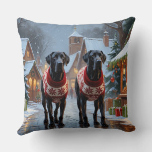 Coussin Grands Danois Noël Neige Fêtes