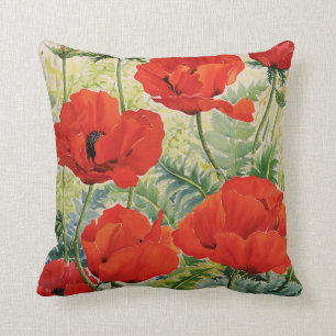 Coussin Grands pavots rouges