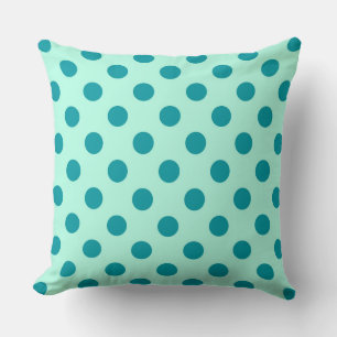 Coussin Grands points rétro - aqua et turquoise