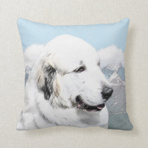 Coussin Grands Pyrénées peignant - art original de chien
