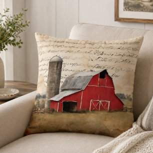 Coussin Grange Rouge Rustique
