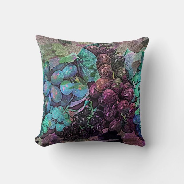 Coussin Grape Impressions Digital Art Throw Pillow (Recto)