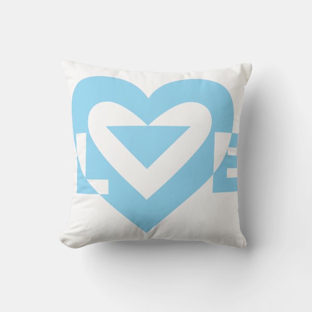 Coussin Graphique d'amour cool, Bleu (Recto)