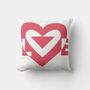 Coussin Graphique d'amour cool, rose cerise