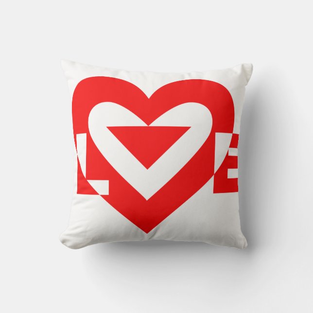 Coussin Graphique d'amour cool, Rouge (Recto)