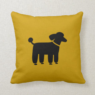 Coussin Graphique de Chien de caniche noir sur Jaune (pers