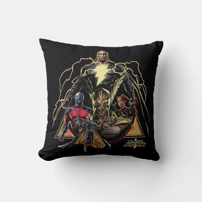 Coussin Graphique de groupe triangulaire Adam noir (Recto)