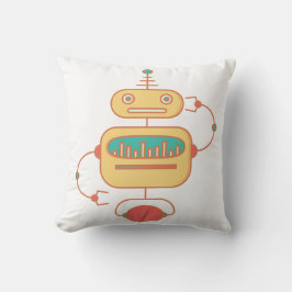 Coussin Graphique de l'espace robotique jaune rétro