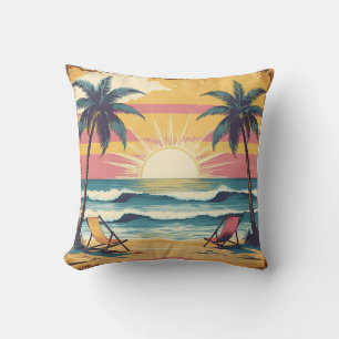 Coussin Graphique de plage d'été rétro