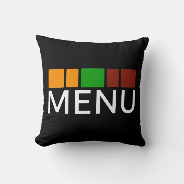 Coussin Graphique de texte de menu Carrés Colorés (Recto)