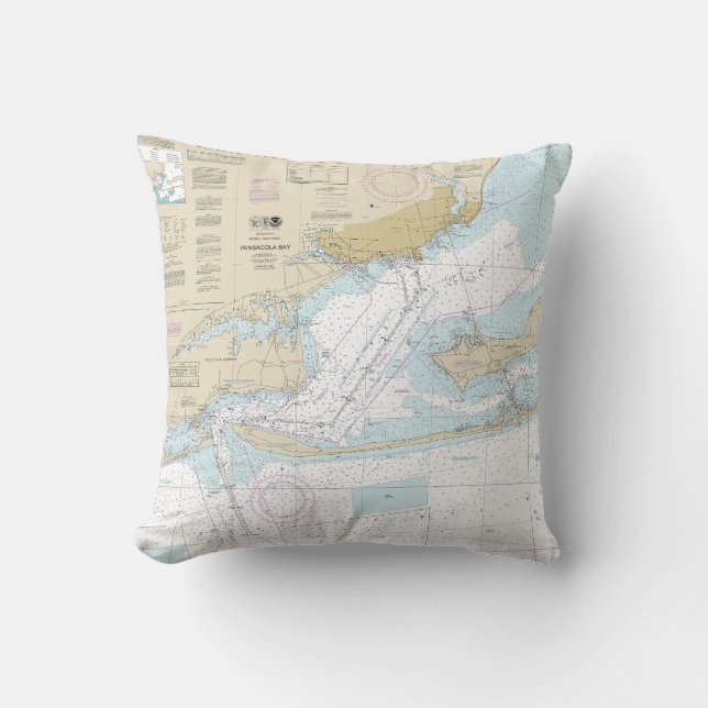 Coussin Graphique marin de la baie Pensacola 11383 (Recto)