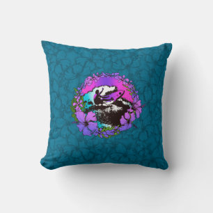 Coussin graphique rétro Groovy Hawaiian Surfer des