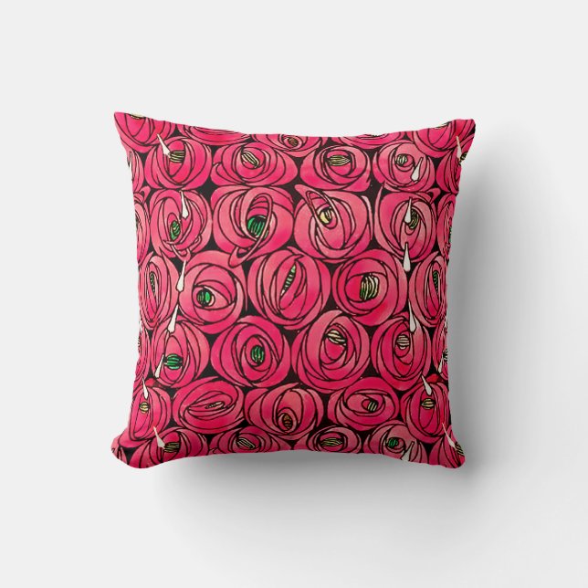 Coussin Graphique rose Art Nouveau Rennie Macintosh (Recto)