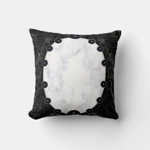 Coussin Graphiques de la sphère de marbre blanc et noir