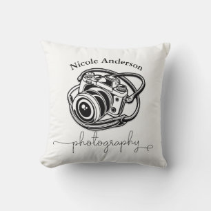 Coussin Graphisme de logo d'appareil photo en photographie