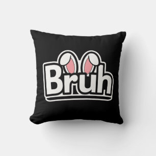 Coussin Graphisme de mème aux oreilles de lapin Bruh Migno