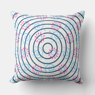 Coussin Graphisme Floral Rose Bleu