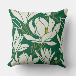 Coussin Graphisme magnolia en motif émeraude