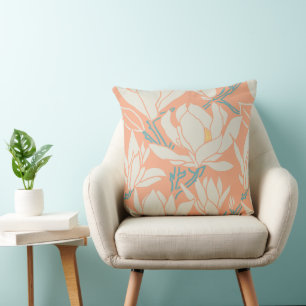 Coussin Graphisme magnolia en motif pêche