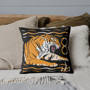 Coussin Graphisme mignon Safari Faune Grand Chat Tigre Noi
