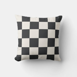 Coussin Graphite Moderne Blanc Chaud Damier