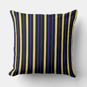 Coussin Gras et rayures maigres Ultramarine, Jaune, Noir