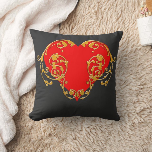 Coussin Gras Romantique Saint Valentin Rouge Goth Coeur (Couverture)