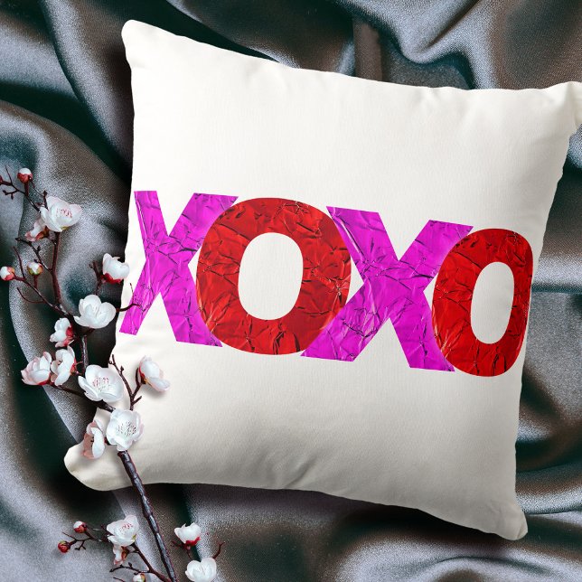 Coussin Gras Rouge rose XOXO Graphique Saint Valentin Mode (Créateur téléchargé)