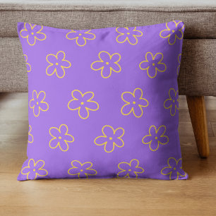Coussin Gras violet et jaune Fleur Vibrant Tropical
