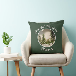 Coussin "Grat, Merci, Béni" Vert Foncé 