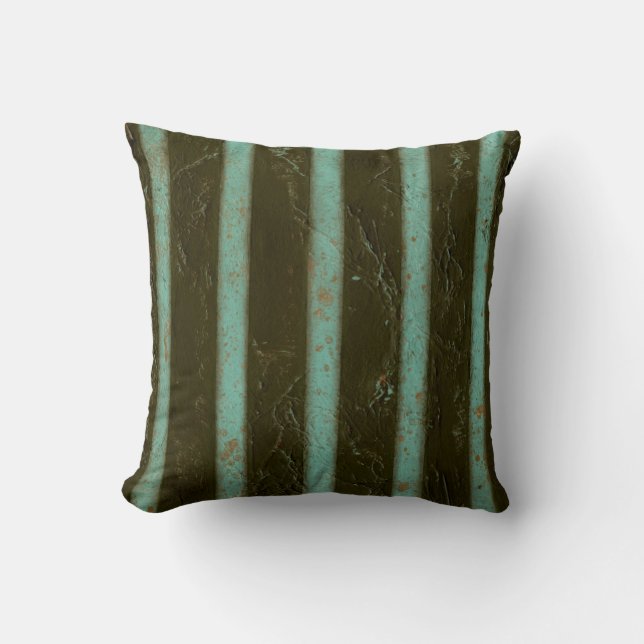 Coussin Grate d'air turquoise contemporaine (Recto)
