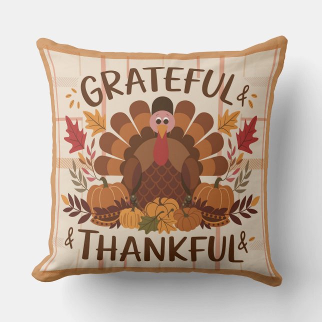 Coussin Grateful Heart Bénédiction automnale Thanksgiving (Recto)