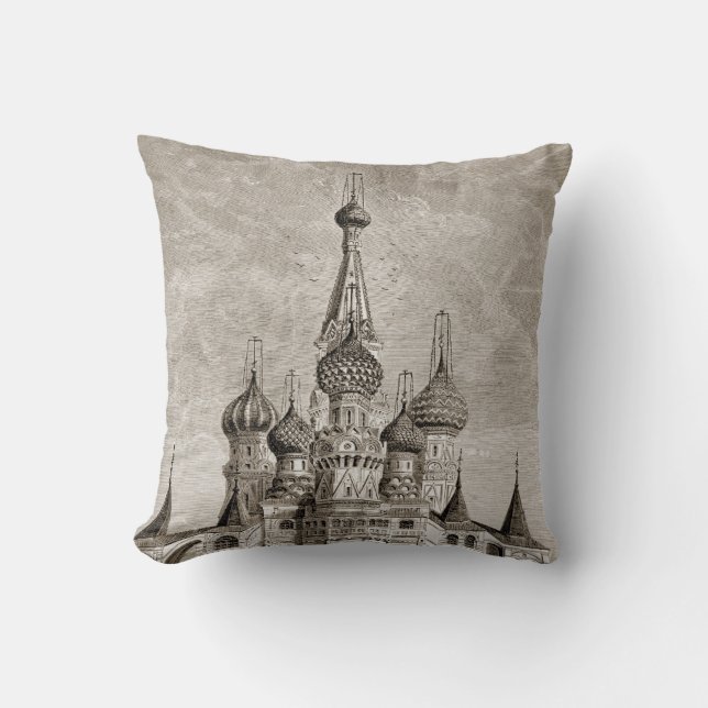 Coussin Gravure de dôme d'oignon de Moscou de cathédrale (Recto)