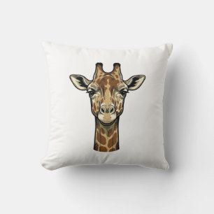 Coussin Gravure vintage girafe design d'art vectoriel_1