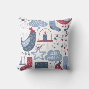 Coussin Gray Noël Bonjour Hivernal Jeu d'oreiller