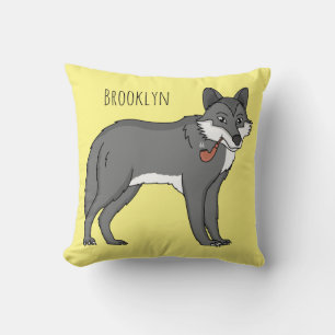 Coussin Gray wolf with pipe cartoon