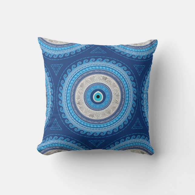Coussin Grec Mati Mataki - ornement d'oeil mauvais de (Recto)