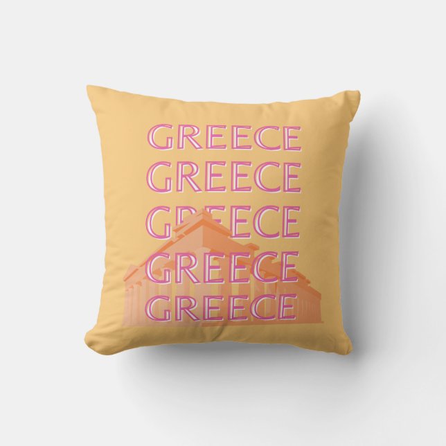 Coussin Grèce Travel Art, Summer Travel Art, Orange (Recto)
