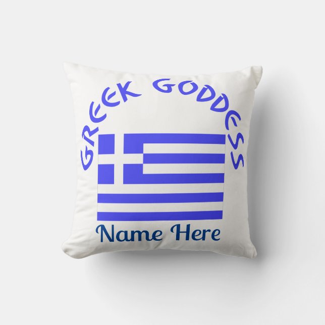 Coussin Greek Goddess and Flag of Greece Personalized  (Recto)