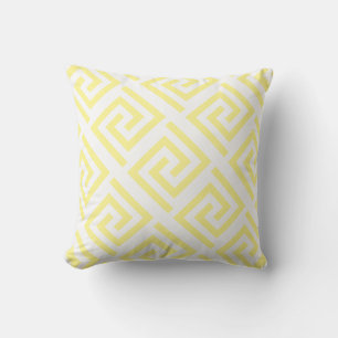 Coussin Greek Key Patterns Light Yellow White Custom Decor