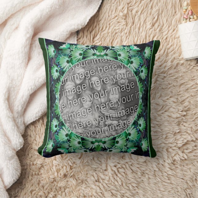 Coussin Green African Daisy Flowame Ajouter votre photo (Couverture)