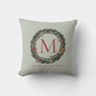 Coussin Green Country Christmas Cowboy Wreath