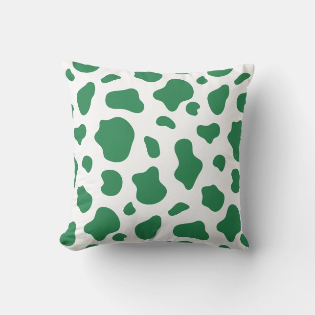 Coussin Green Cow Print Decorative Pillow (Recto)