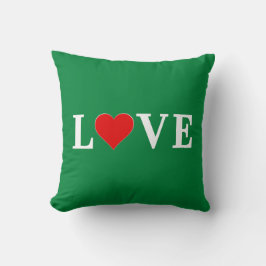 Coussin Green LOVE Heart Retro Élégant intemporel